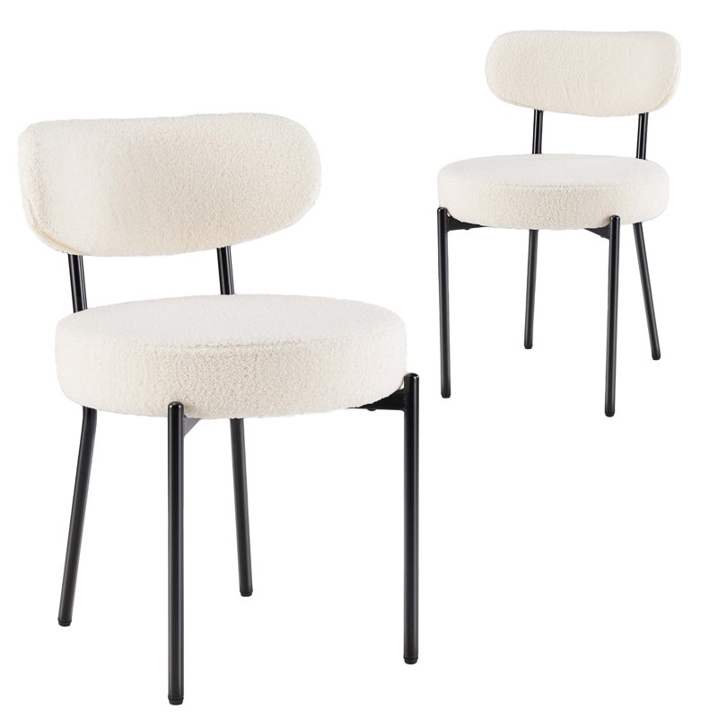 Edx Upholstered Dining Chairs Mid Century Modern Round Dining Room Chairs For Vanity For Living Room Set Of 2 White