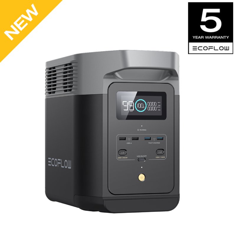 EF EcoFlow Portable Power Station DELTA 2 Lite 950Wh LiFePO4 (LFP) Battery Solar Generator 1800W AC Output For Outdoor Camping Home Backup Emergency RV