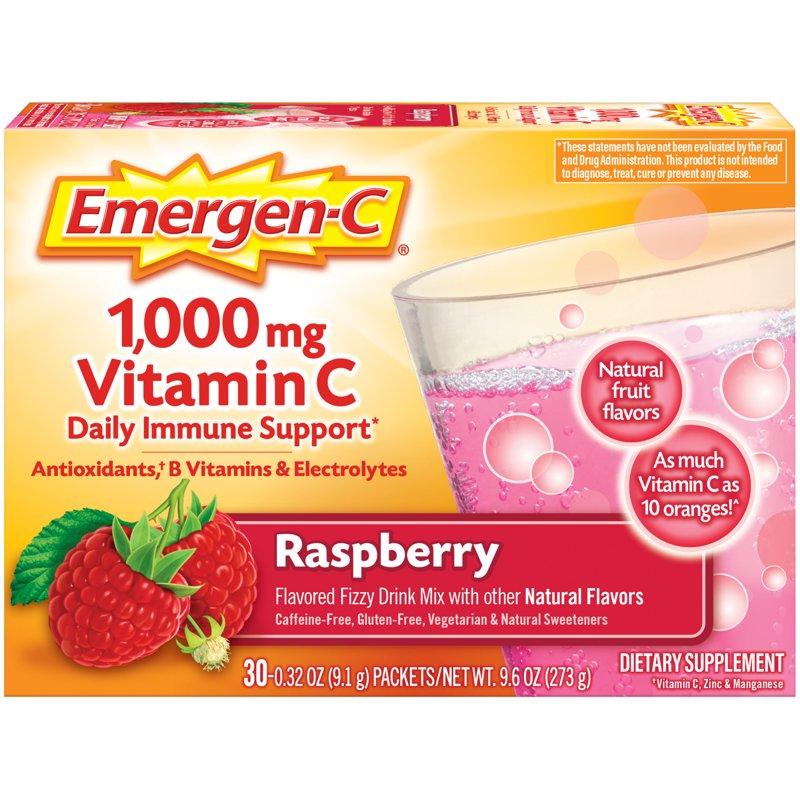 Emergen-C Daily Immune Support Vitamin C Supplement Powder Raspberry 30 Ct