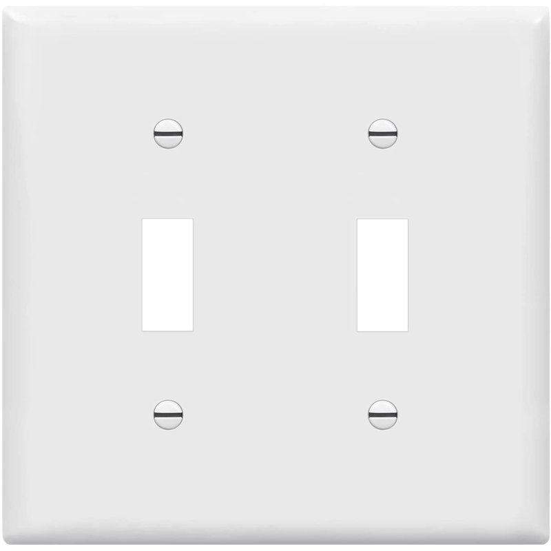 ENERLITES Toggle Light Switch Wall Plate Glossy Finish Standard Size 2-Gang Double Switch Cover Unbreakable Polycarbonate Thermoplastic White