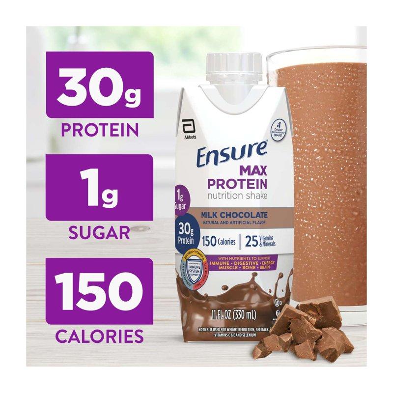 Ensure Max Protein Shake 30g Protein Milk Chocolate 11 Fl Oz 4 Pack