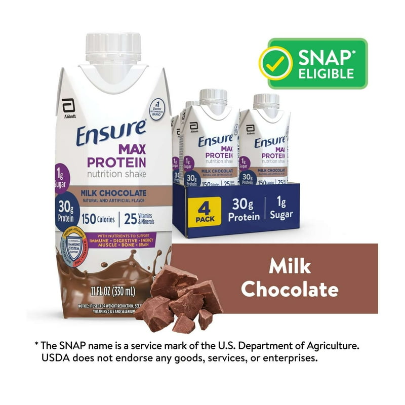 Ensure Max Protein Shake 30g Protein Milk Chocolate 11 fl oz 4 Pack