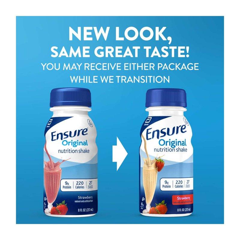 Ensure Original Nutrition Shake 9g Protein Strawberry 8 Fl Oz - 16 Pack