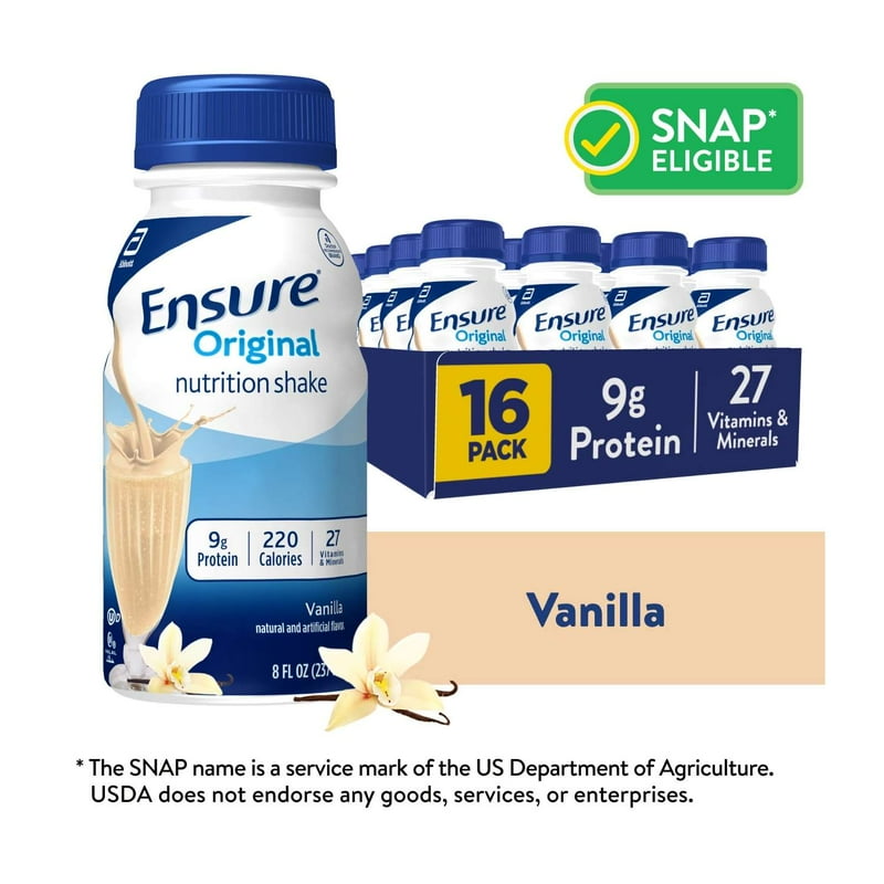 Ensure Original Nutrition Shake 9g Protein Vanilla 8 fl oz - 16 Pack
