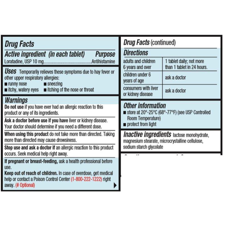 Equate Non-Drowsy All Day Allergy Relief Loratadine 10 Mg Tablets Antihistamine 120 Count (2x60 Count) Compare To Claritin® 24 Hour Active Ingredient