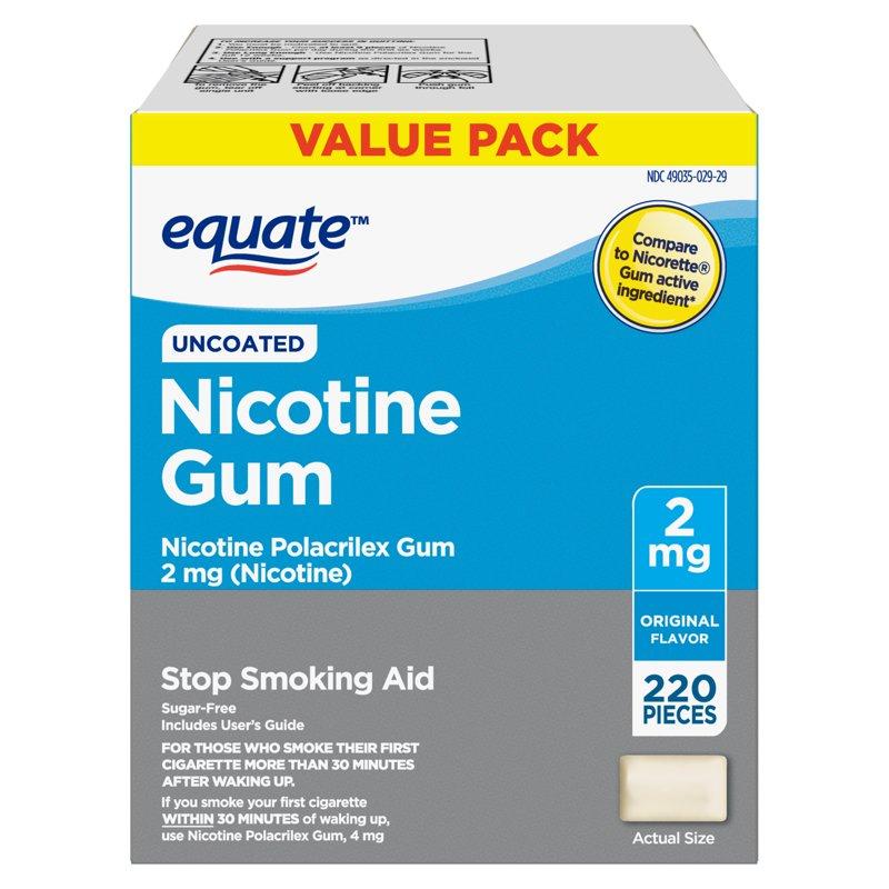 Equate Uncoated Nicotine Polacrilex Gum 2 mg Original Flavor 220 Count Compare to Nicorette® Gum Active Ingredient