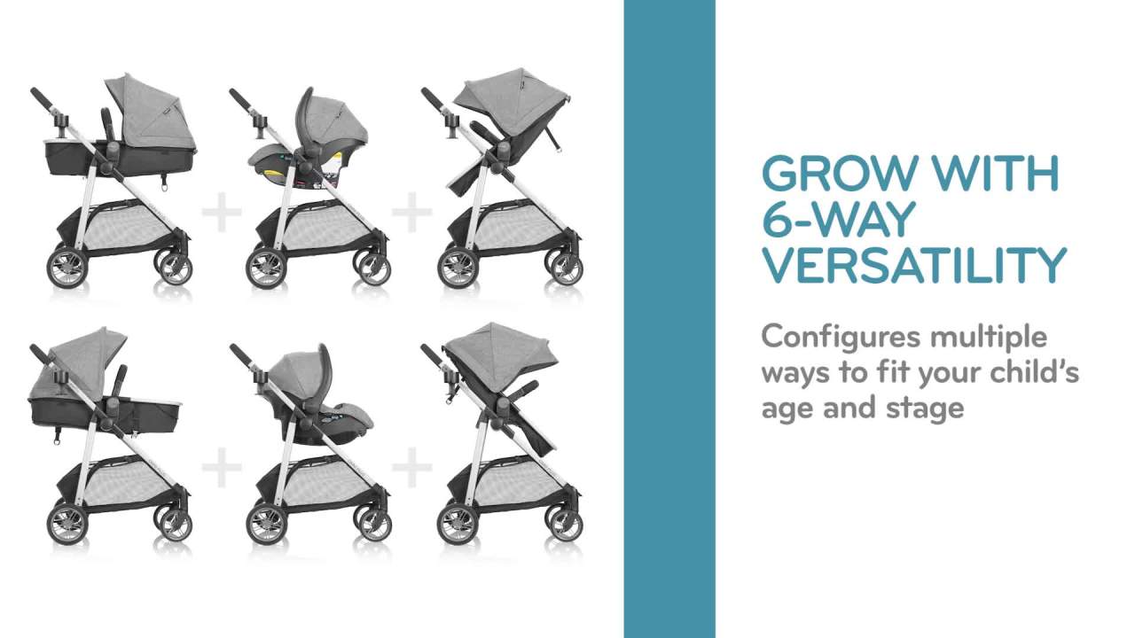 Evenflo Omni Plus Modular Travel System With LiteMax Sport Infant Car Seat Mylar Gray Unisex