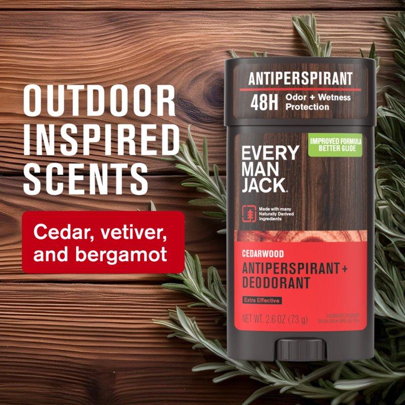 Every Man Jack Antiperspirant Deodorant For Men Cedarwood Stick Twin Pack 2.6oz Each