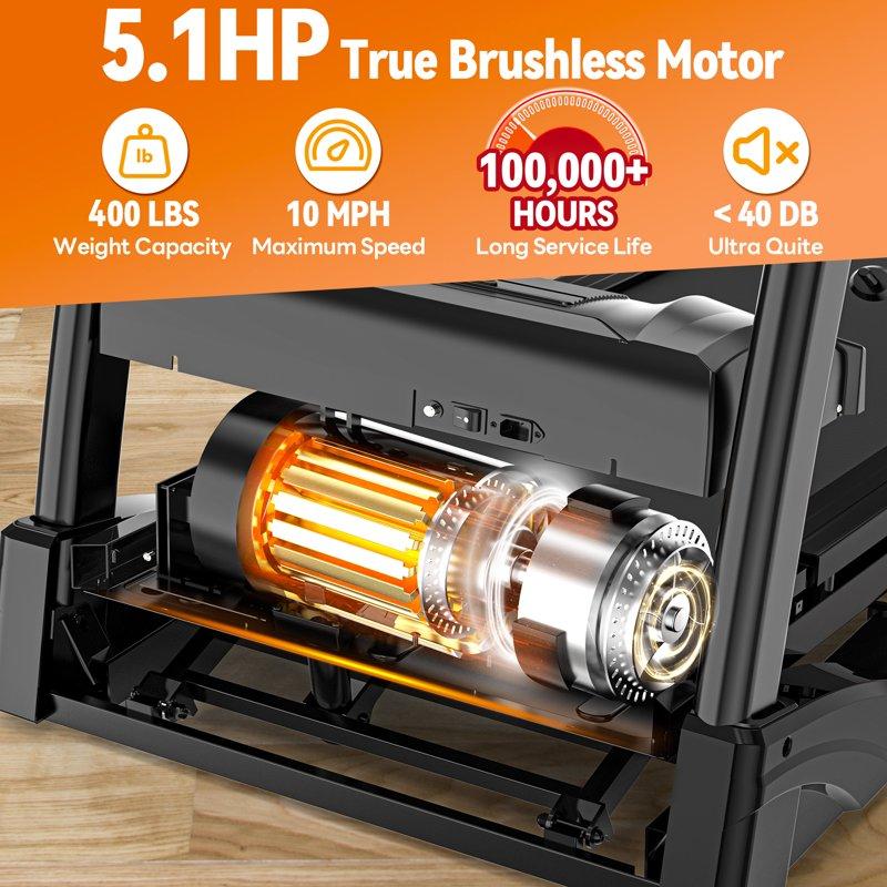 Famistar 5.1HP Folding Treadmill For Home With 15% Auto Incline 300-400 LB Capacity Portable Foldable Treadmill FREE APP Control Adjustable IPad Holder 10MPH Speed 71 Programs Knee Strap Gift