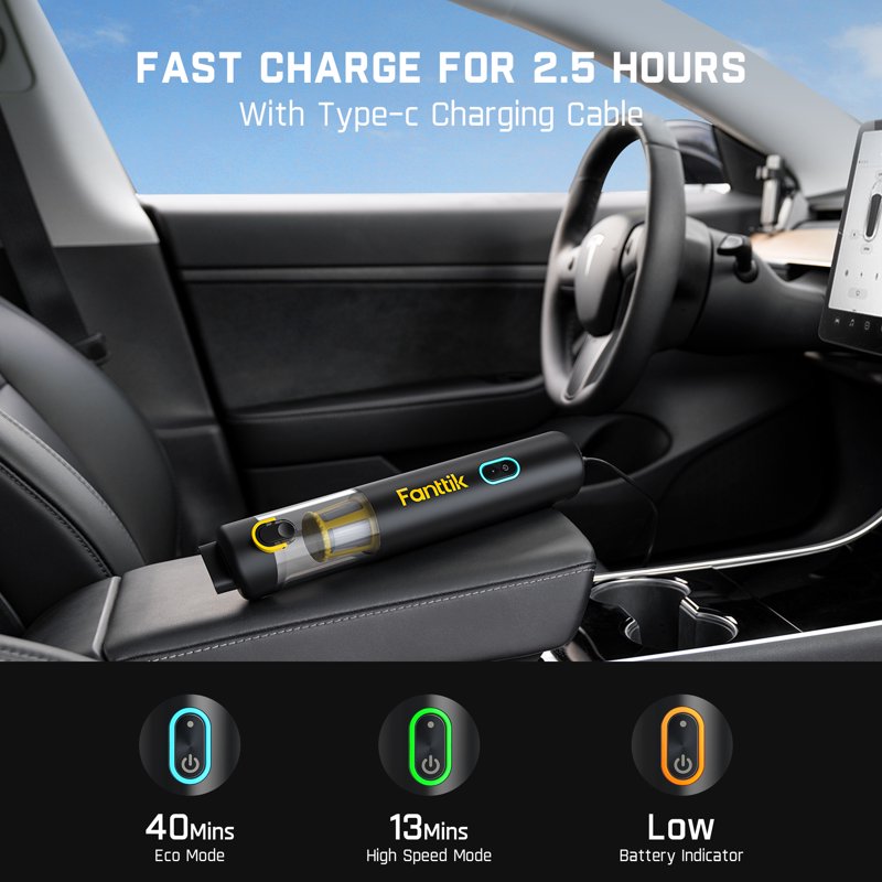 Fanttik Slim V8 Pro 120W Cordless Car Vacuum 19000PA Suction 4 In 1 Portable Mini Vacuum Handheld Vacuum Cleaner With Accessories