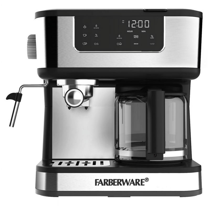 Farberware Dual Brew 15-Bar 10-Cup Black Stainless Finish for Espresso Machines