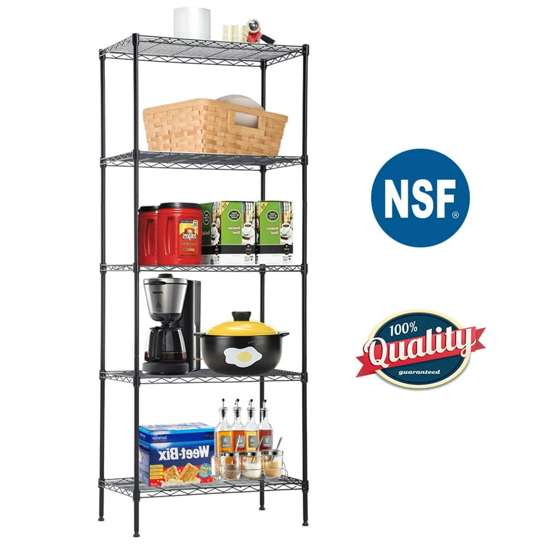 FDW Heavy Duty 24"W x 14"D x 60"H 5-Shelf Metal Freestanding Shelves Black
