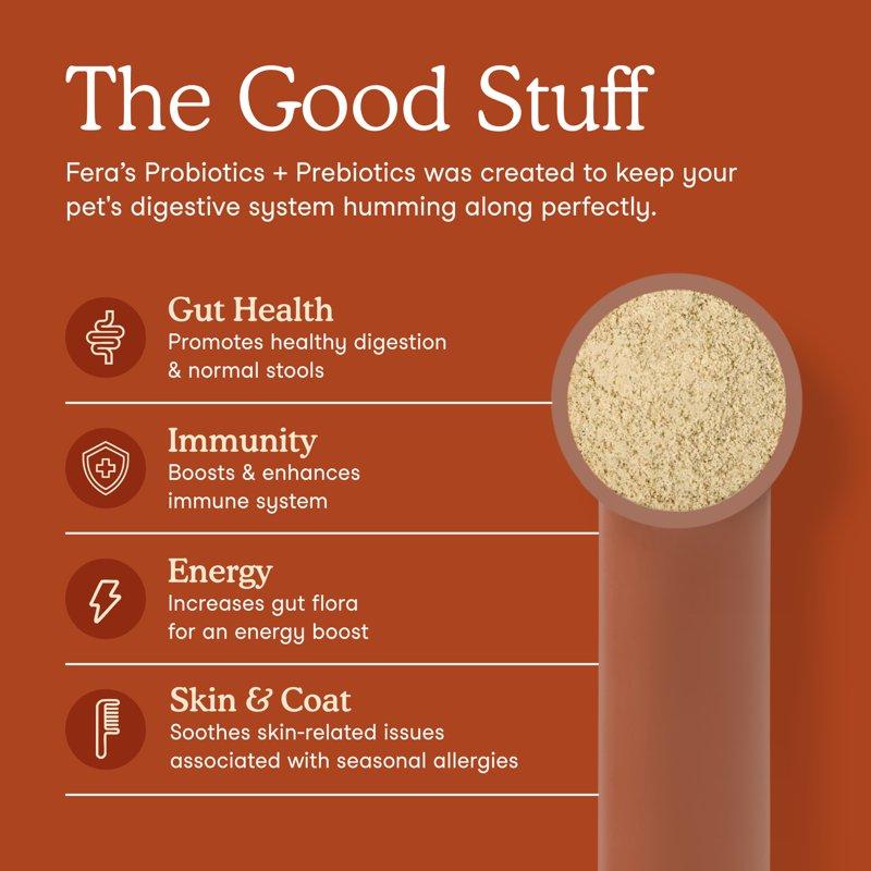 Fera Pets 12 Strain Probiotic Powder For Dogs & Cats With Prebiotics USDA Organic 60 Scoops