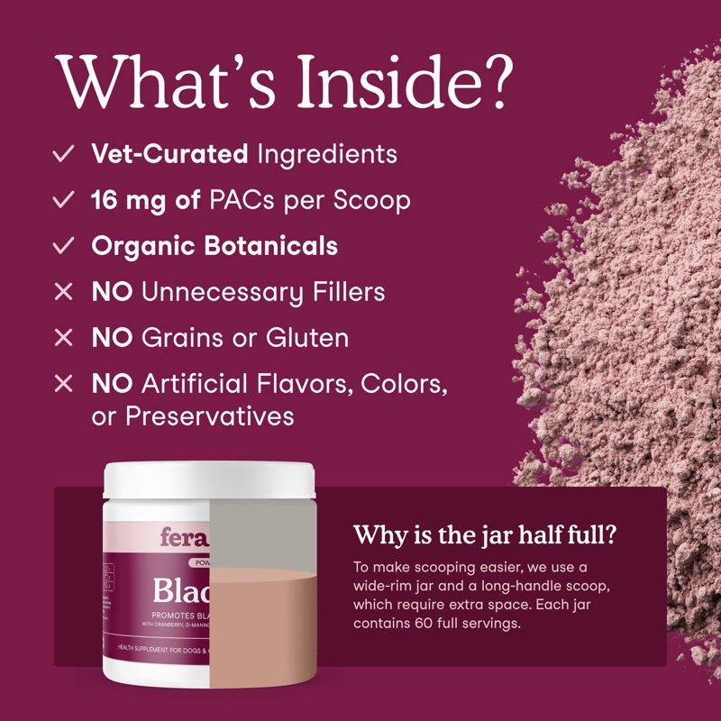 Fera Pets Bladder Support Powder For Dogs & Cats With Cranberry For Urinary Tract Health 60 Scoops