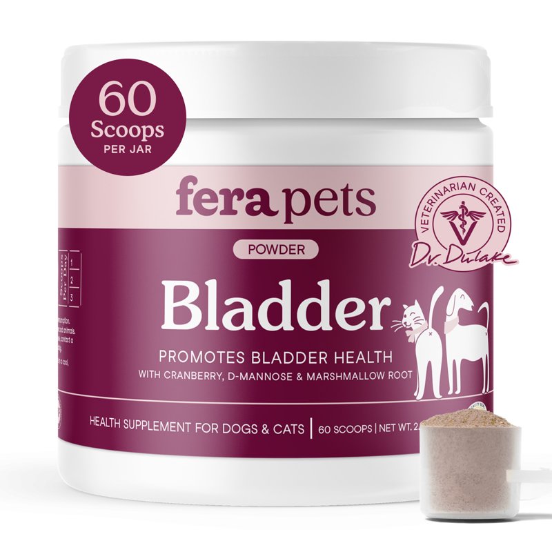 Fera Pets Bladder Support Powder for Dogs & Cats with Cranberry for Urinary Tract Health 60 Scoops