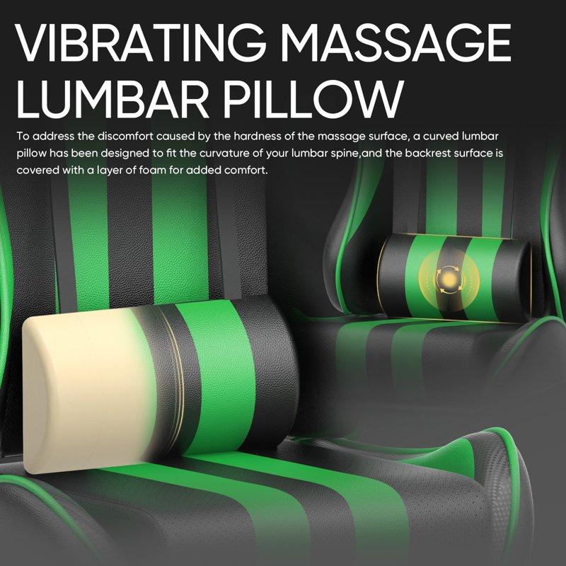 Ferghana High Back Gaming Chair Carbon Fiber PU Leather For Adults Adjustable Arms Green New