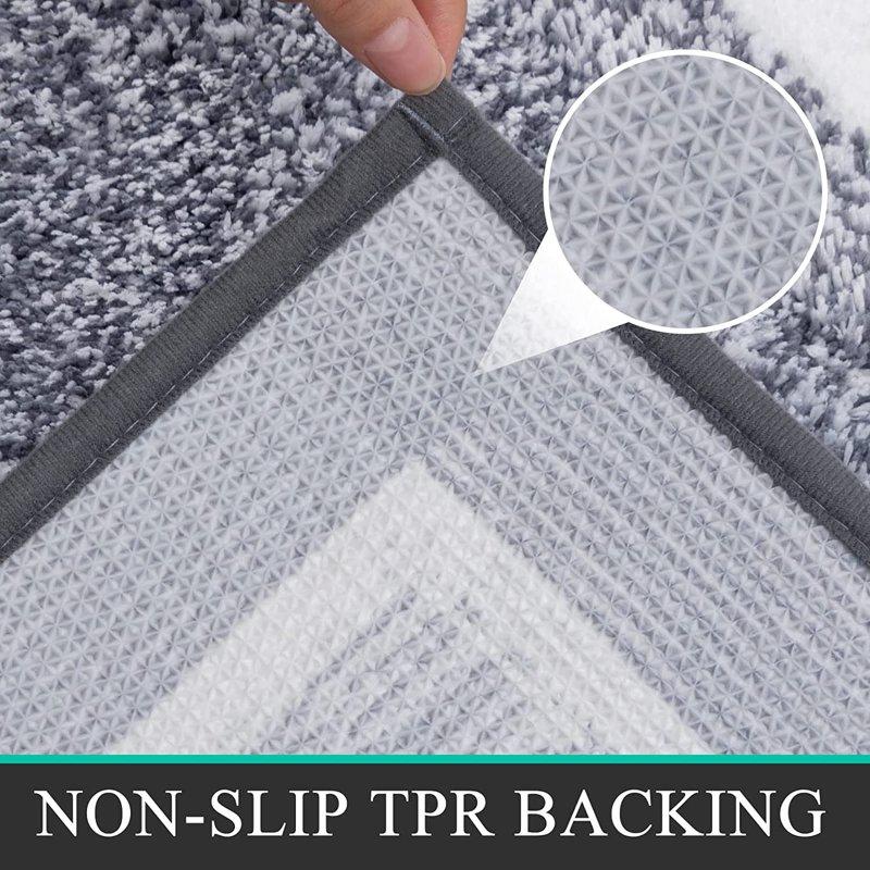 Findosom 3pcs Bathroom Rugs Set With U-Shaped Mat Non Slip Quick Drying Ultra Soft And Water Absorbent Bath Rug Mat Carpet Machine Washable 18"x26"+18"x48"+U Shape 20"x24" Dark Gray