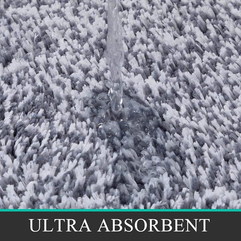 Findosom 3pcs Bathroom Rugs Set With U-Shaped Mat Non Slip Quick Drying Ultra Soft And Water Absorbent Bath Rug Mat Carpet Machine Washable 18"x26"+18"x48"+U Shape 20"x24" Dark Gray