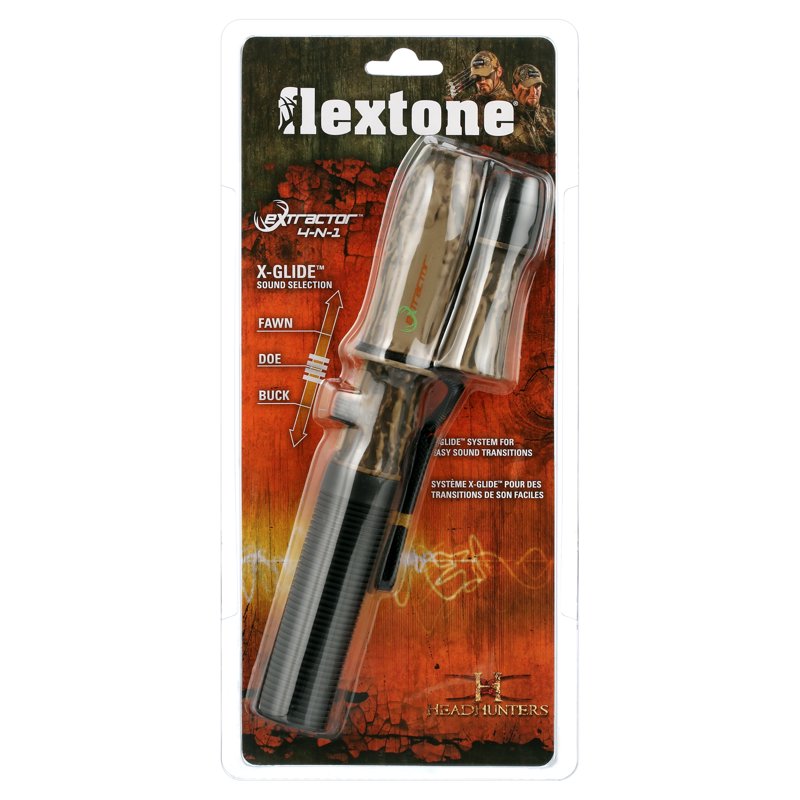 Flextone Outdoor Hunting Realistic Sounds Freeze-Proof Headhunter's Extractor 4-in-1 Deer Game Call