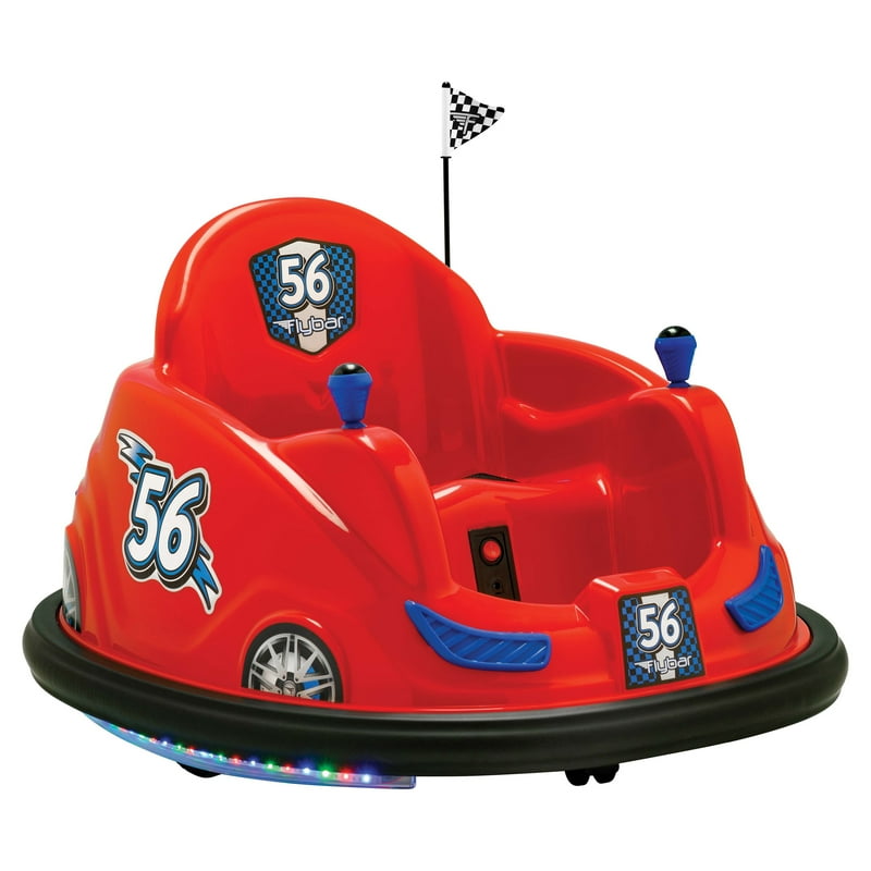 Flybar 6 Volts Bumper Car Battery Powered Ride on Fun LED Lights Includes Charger Ages 1.5 to 4 Years Red