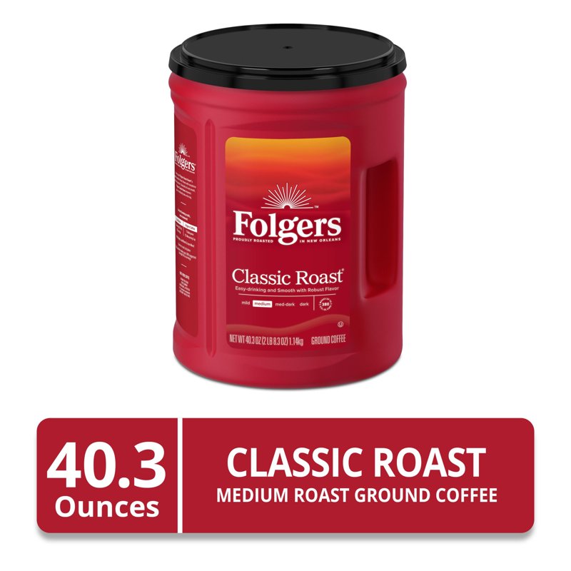 Folgers Classic Roast Ground Coffee Medium Roast 40.3 Oz Canister