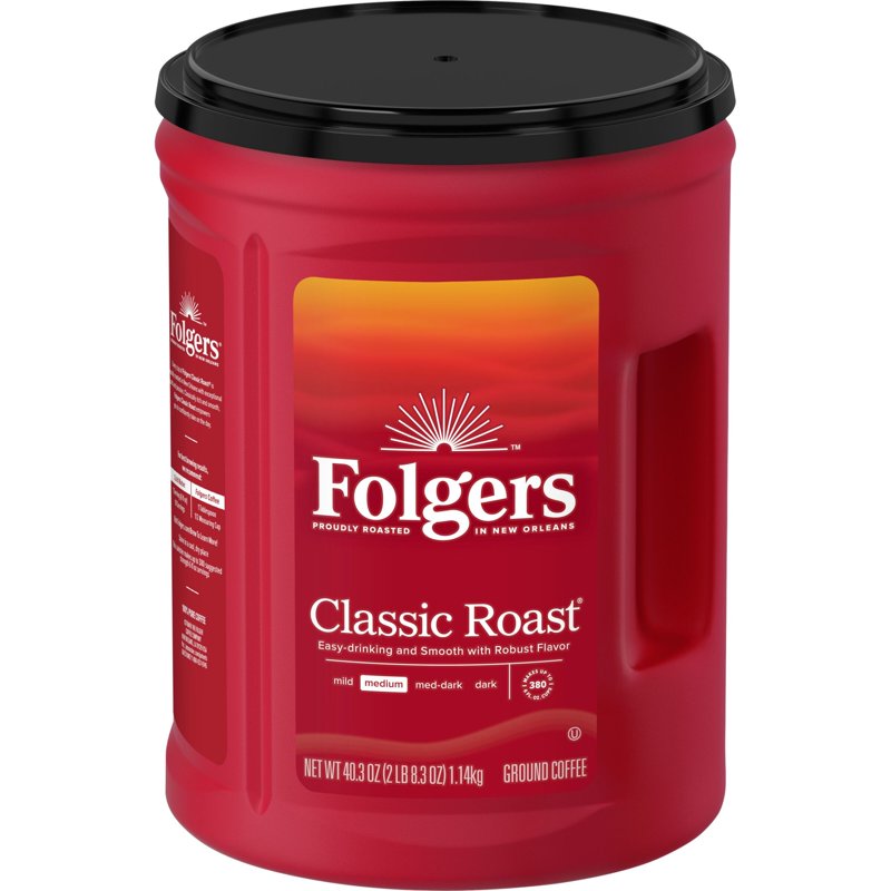 Folgers Classic Roast Ground Coffee Medium Roast 40.3 oz Canister