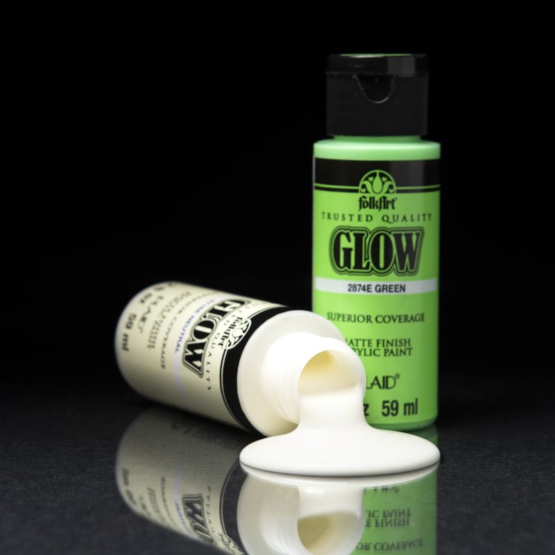 FolkArt 7494E Glow-in-the-Dark Acrylic Paint Set Matte Finish Set Of 6 12 Fl Oz