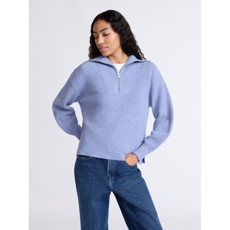 Free Assembly Women's and Women's Plus Half Zip Sweater with Long Sleeves Midweight Sizes XS-4X