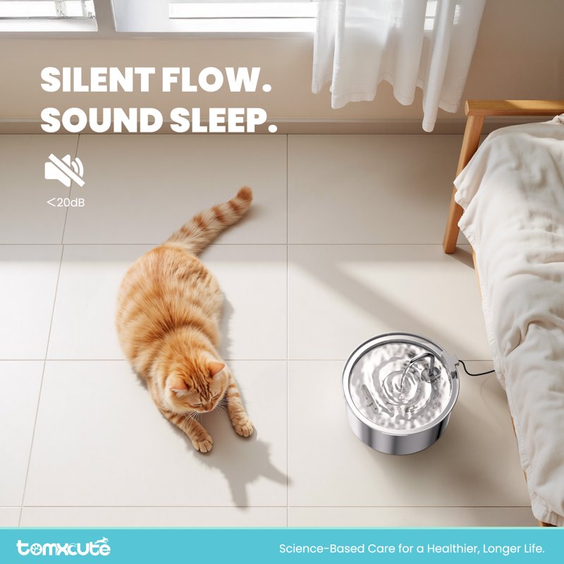 FWMB 3.2L/108oz Cat Water Fountain Premium Stainless Steel With 3 Filters Automatic Pet Fountain Dispenser For Cats Dogs With Ultra-Quiet Pump