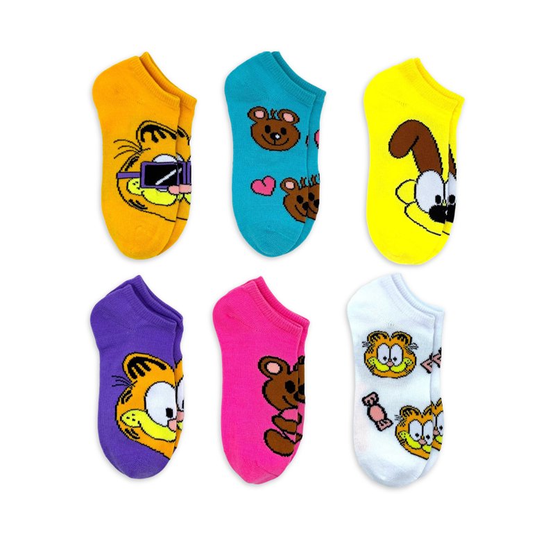 Garfield Girls No-Show Socks 6-Pack Sizes S-L