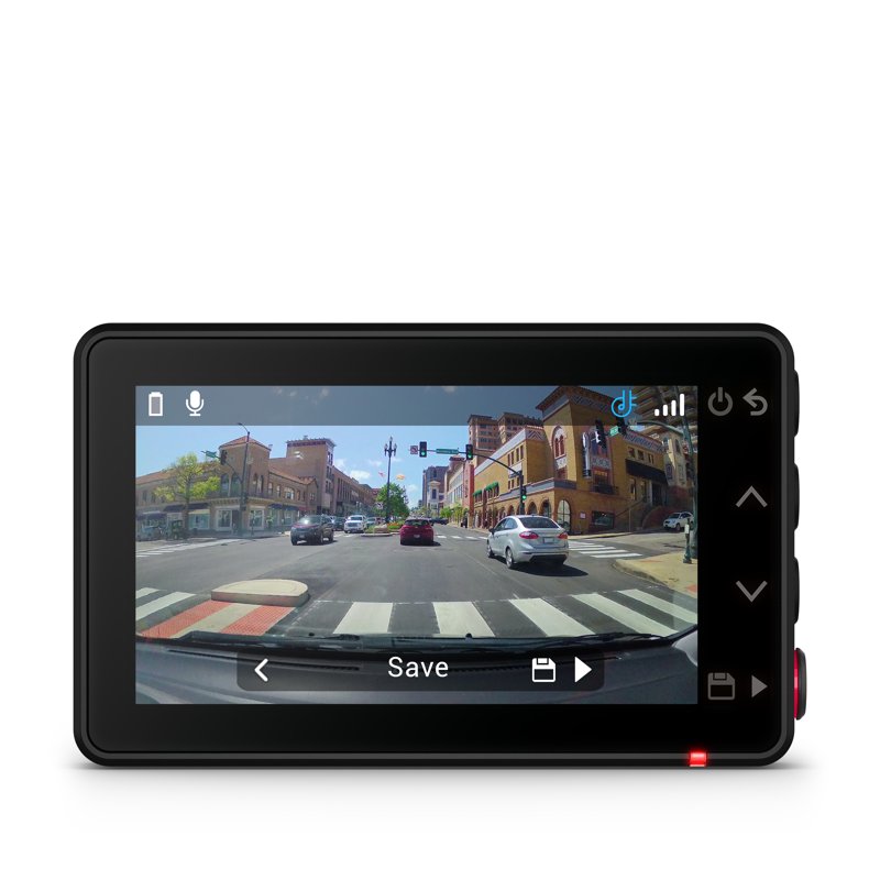 Garmin Dash Cam™ X210 Compact 1440p HD Dash Cam With A 140-degree Field Of View Built In Clarity™ Polarizer Voice Controlled GPS 2.4” Display Automatic Recording