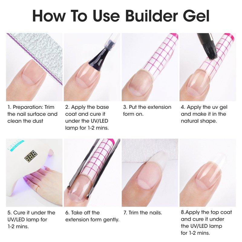Gellen Builder Nail Gel 4 Colors Nail Extension Gel Set Sheer Shimmer Hard Gel Builder Nail Extension For Nail Art