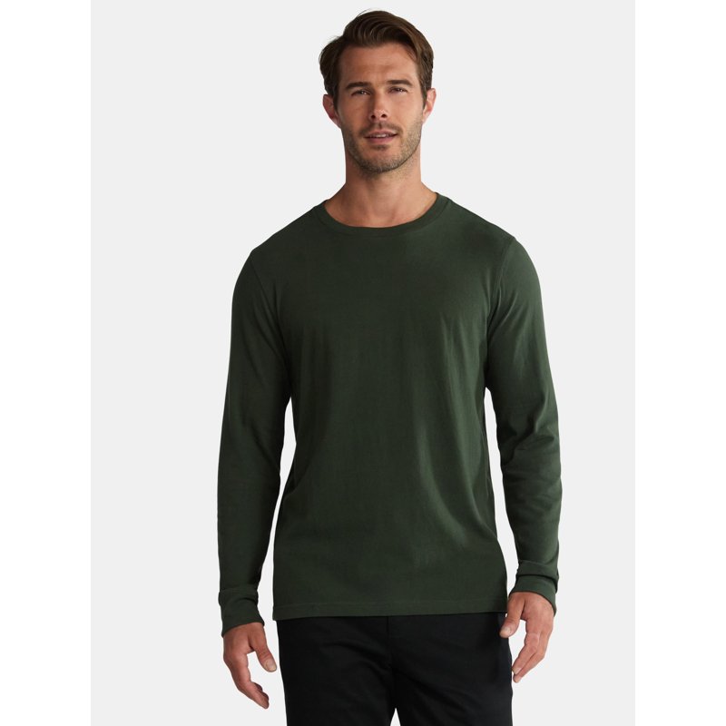George Men's & Big Men's Crewneck T-Shirt with Long Sleeves Size XS-3XLT