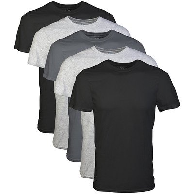 Gildan Men's Crew T-Shirts 5-Pack Black/Sport Grey/Charcoal XX-Large