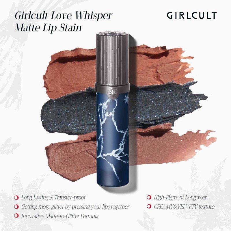 GIRLCULT Love Whisper Matte Lip Stain Long-Lasting Matte Liquid Lipstick Velvety Lip Cream Glitter Finish Lip Gloss
