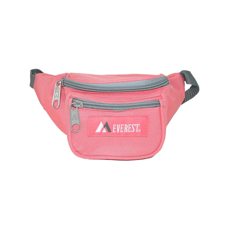 Girls Fabric Waist Pack Purse Coral Pink/Grey