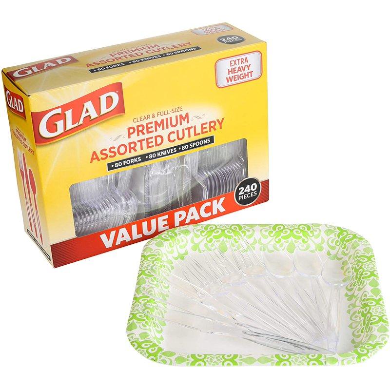 Glad Clear Assorted Premium Plastic Cutlery Set (240-Piece) Disposable