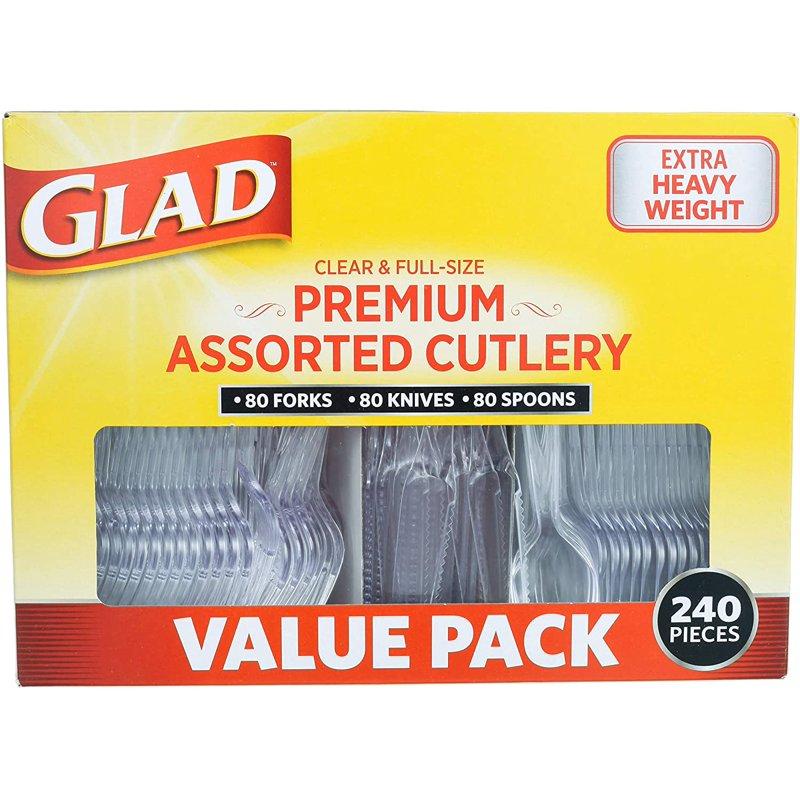 Glad Clear Assorted Premium Plastic Cutlery Set (240-Piece) Disposable