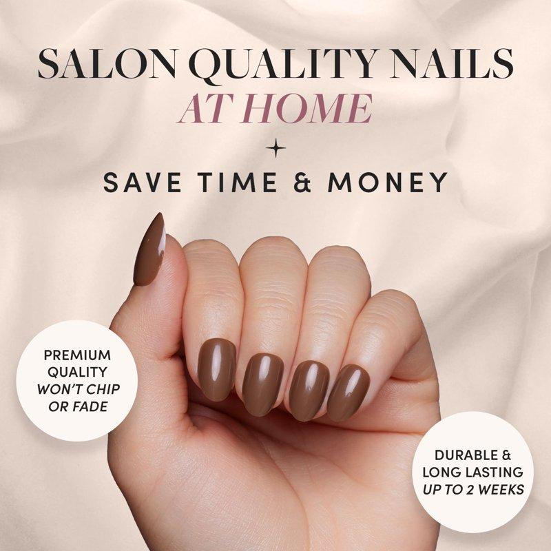 Glamnetic Press-On Nails – Chocolate Brown Medium Brown Oval Nails "Salon Quality" 30 Count