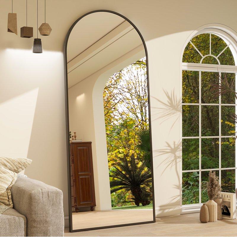 GLSLAND Full Length Mirror 71"x 27" Floor Mirror Arched Standing Dressing Mirror For Berdroom Black