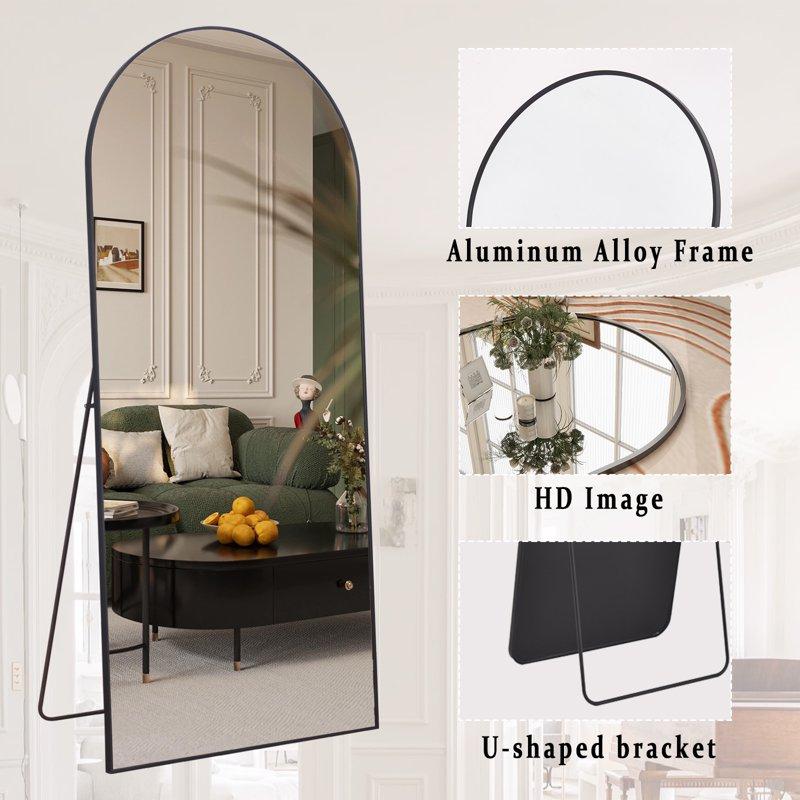 GLSLAND Full Length Mirror 71"x 27" Floor Mirror Arched Standing Dressing Mirror For Berdroom Black