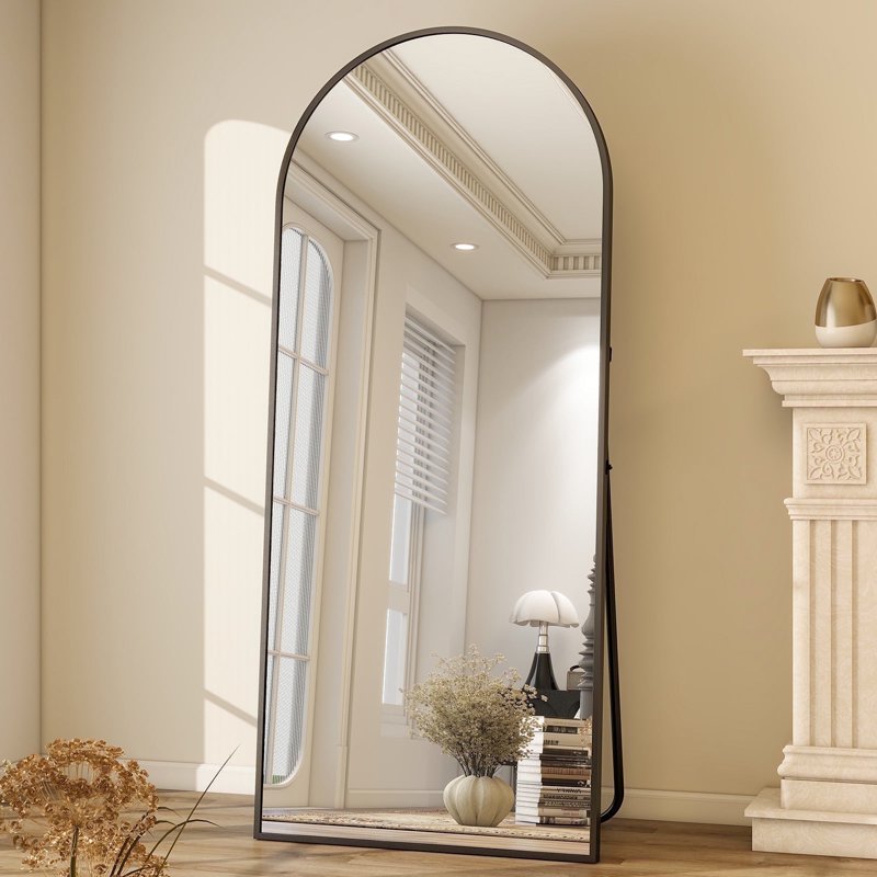 GLSLAND Full Length Mirror 71"x 27" Floor Mirror Arched Standing Dressing Mirror for Berdroom Black