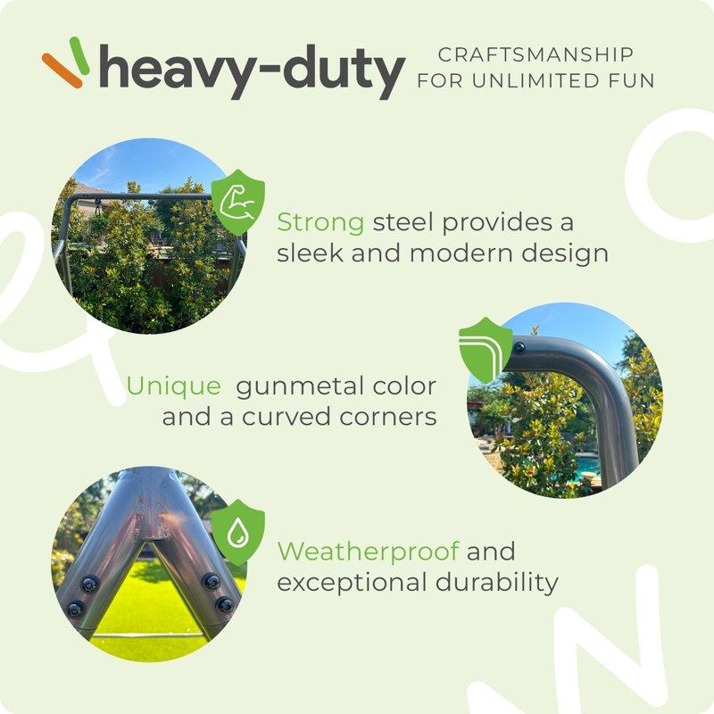 Gobaplay 96in Single Wide Steel Swing Set Frame 300lbs Frame Only Silver