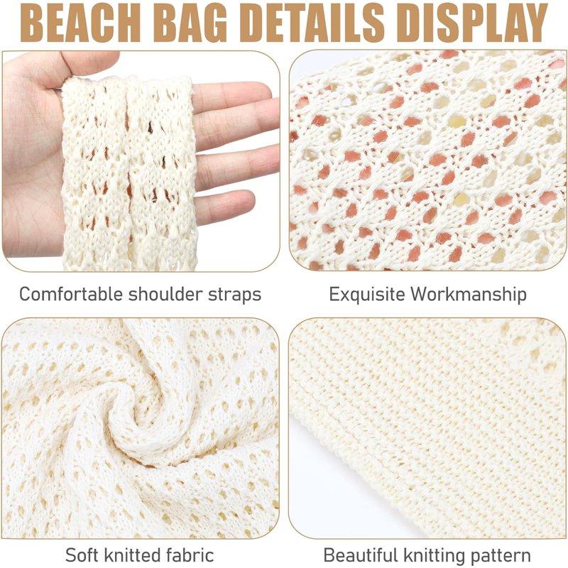 Gocvo Crochet Bag For Women Crochet Tote Summer Bag Mesh Large Shoulder Bag (Beige 14 X 10 X 26.5in)