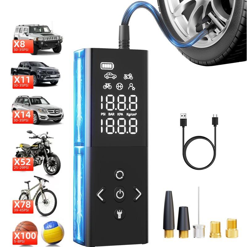 GOOLOO AP150 Cordless Tire Inflator Portable Air Compressor 150 PSI Air Pump for Car Tires 6000mAh Tire Pump with Pressure Gauge LED Light Auto-shutoff for Bicycle Bikes Motorcycles Balls