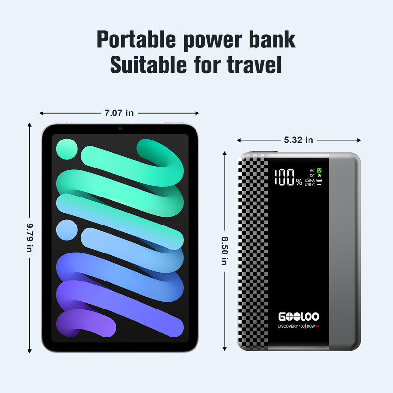 GOOLOO Discovery 100 Portable Power Station – 99.9Wh 100W AC Output 27000 MAh Fast Charging Generator Multiple Charging Ports Compact Power Station For Laptops Phones And Outdoor Use