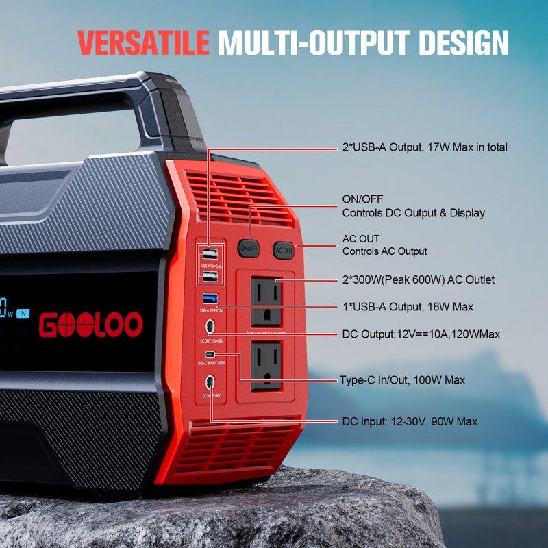 GOOLOO Discovery 300 PRO Power Station: 230Wh Solar Generator With 300W AC Output 12V DC And Multiple USB Ports Perfect For Camping RV And Emergency Power Needs