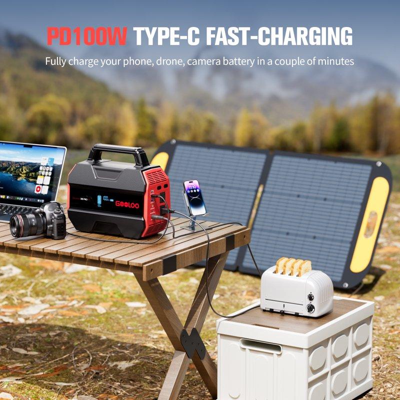GOOLOO Discovery 300 PRO Power Station: 230Wh Solar Generator With 300W AC Output 12V DC And Multiple USB Ports Perfect For Camping RV And Emergency Power Needs