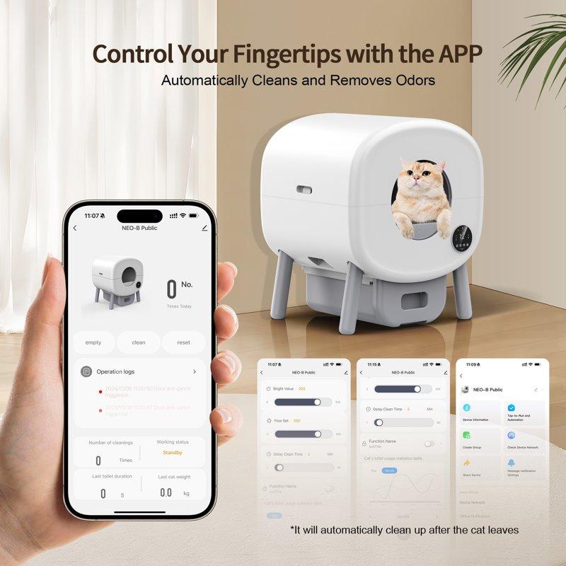 GOOVI Self Cleaning Cat Litter Box Smart Automatic Litter Box With App Control White
