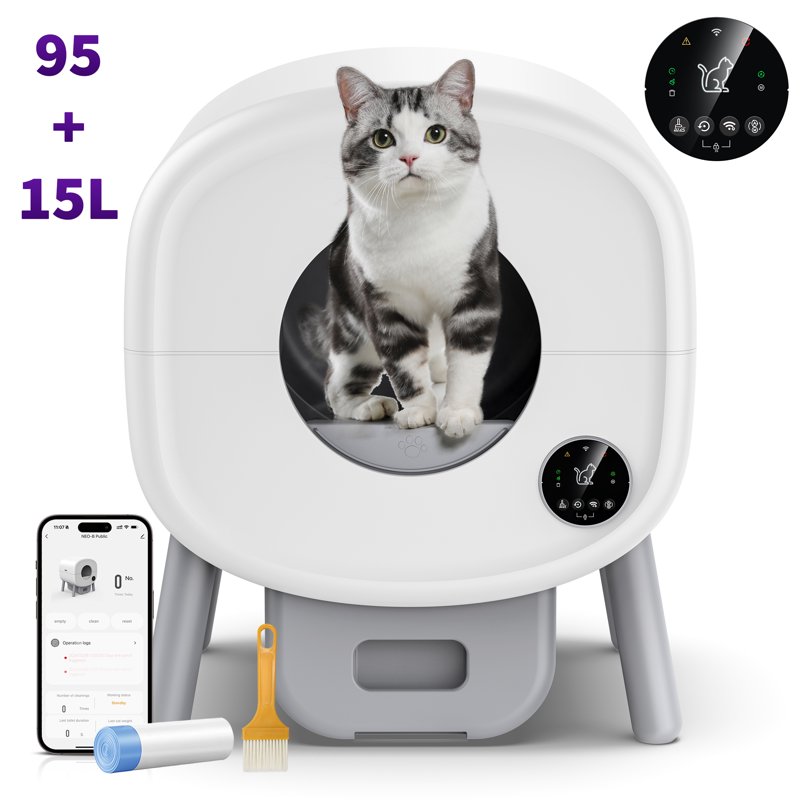 GOOVI Self Cleaning Cat Litter Box Smart Automatic Litter Box with App Control White